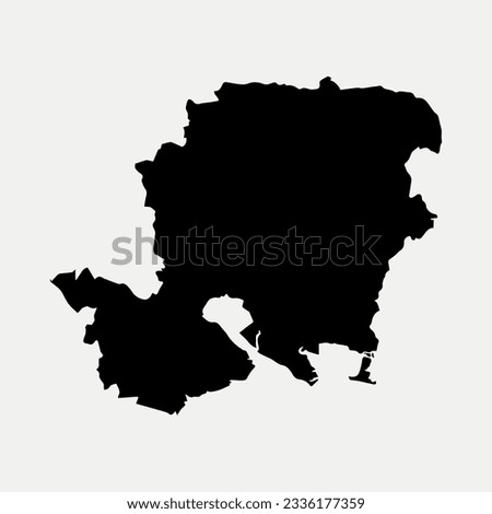 Map of Hampshire - England - United Kingdom region outline silhouette graphic element Illustration template design
