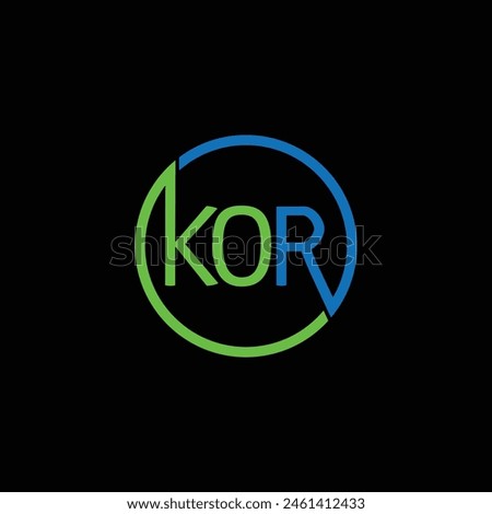 KOR letter logo. KOR best black background vector