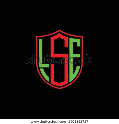 LSE creative letter shield logo design vector icon illustration