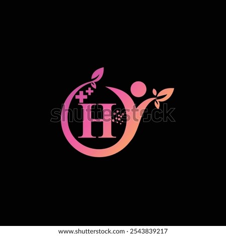 Letter H Leaf Logo Design Vector illustration template, H Leaf logo