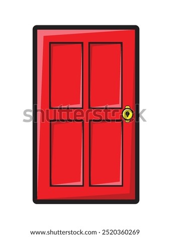 Vector illustration of a red door, closed