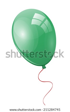 Green balloon with ribbon