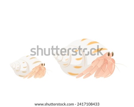 Vector illustration of parent and child hermit crabs