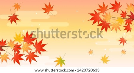 Image background of autumn leaves and sunset (2:1)