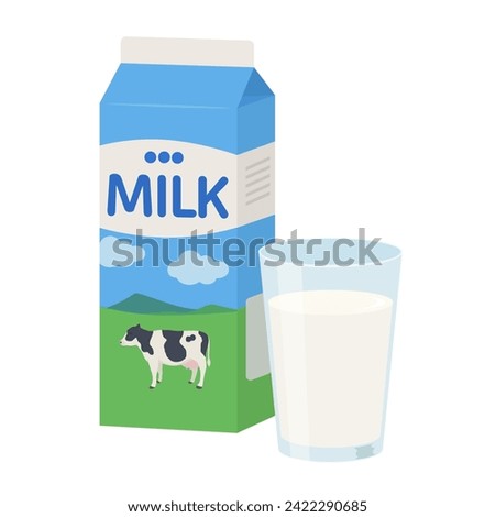 Illustration of milk carton and cup