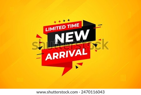 New Arrival banner template design. product label background design. New Arrival label For web and social media, new product background, product poster sign. Simple and modern vector illustration.