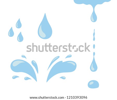 Water drop icon set. Blue spray, tear 商業照片 © 