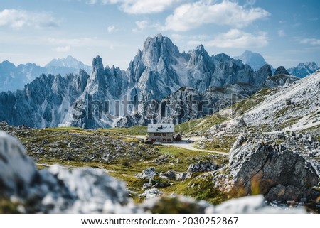 Similar – Image, Stock Photo Rifugio Lavaredo and di Cadini mountains in background, Sesto Dolomites, Trentino, Alto-Adige, South Tyrol, Italy