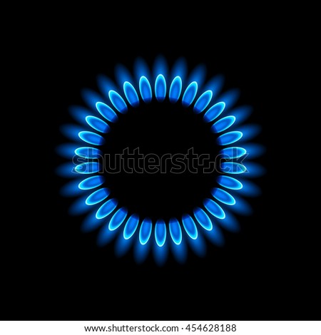 Gas burners, blue flame, vector background