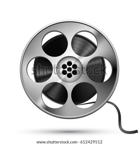 Reel of film tape, realistic vector, isolated on white