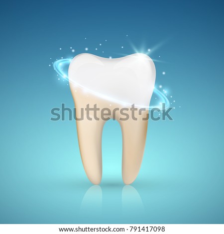 Tooth whitening concept, Teeth Whitening, glowing effect, vector illustration