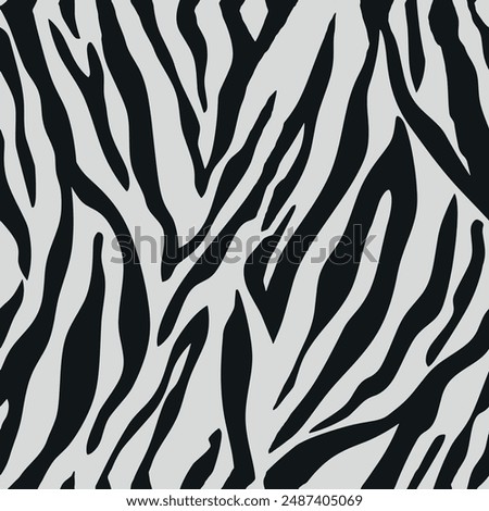 Seamless zebra skin pattern with black and white abstract wild animal, tiger background elements