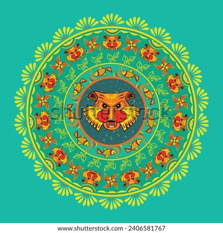 Bangla New Year Vector Mandala Tiger Mask Motif