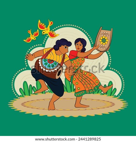 Happy Bengali New Year, Bangla, Shuvo Noboborsho Bengali Traditional Design. online offer. pohela boishakh. first day of the Bengali calendar. Folk item. Traditional folk Design. Dance.