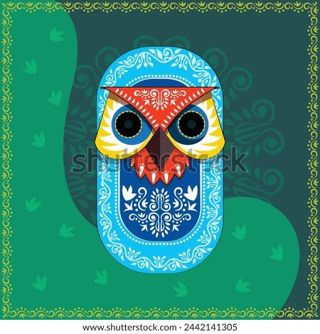 Happy Bengali New Year, Pohela Boishakh, Suvo Noboborsho, Bengali Traditional folk Design. Colorful Background and mask of Owl. motifs. Illustration Of Pohela Boishakh. wishing for a Bengali New Year.