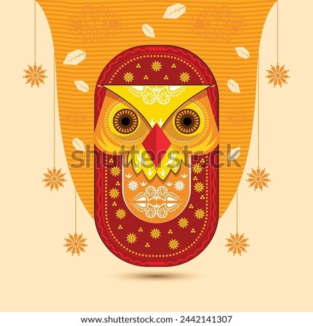 Happy Bengali New Year, Pohela Boishakh, Suvo Noboborsho, Bengali Traditional folk Design. Colorful Background and mask of Owl. motifs. Illustration Of Pohela Boishakh. wishing for a Bengali New Year.