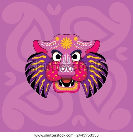 Happy Bengali New Year, Pohela Boishakh, Suvo Noboborsho, Bengali Traditional folk Design. Colorful Background, Mask of Tiger motifs. Illustration Of Pohela Boishakh. wishing for a Bengali New Year.