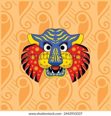 Happy Bengali New Year, Pohela Boishakh, Suvo Noboborsho, Bengali Traditional folk Design. Colorful Background, Mask of Tiger motifs. Illustration Of Pohela Boishakh. wishing for a Bengali New Year.