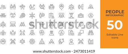 People Infographic Line Editable Icons illustration.