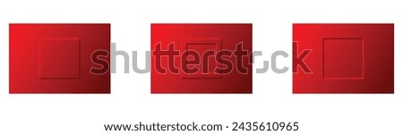 Set of Three Realistic 3D Red Colour Rectangle Frame Isolated on White Background. Outer and Inner Emboss Rectangle Shape Design on Red colour. Abstract Vector 3D Shape Design Like Switchboard.