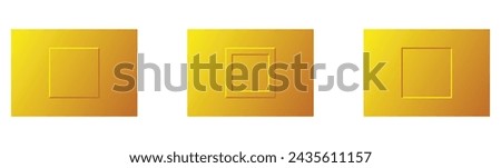Set of Three Realistic 3D Yellow Colour Rectangle Frame Isolated on White Background. Outer and Inner Emboss Rectangle Shape Design on Yellow Colour. Abstract Vector 3D Shape Design Like Switchboard.