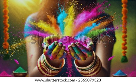Similar – Image, Stock Photo colorful hands happy holi