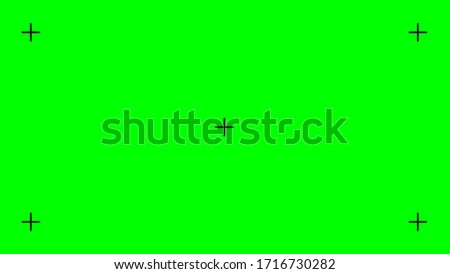 Green screen, chromakey background. Blank green background with VFX motion tracking markers. Chroma key background for keying, motion graphic and video effects. Vector