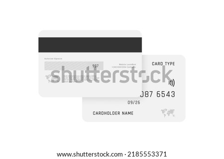 Credit card mockup. Set of plastic debit or credit cards in front and back view. Credit card design template. Vector