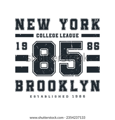 New York, Brooklyn t-shirt design. T-shirt print design in American college style. Athletic typography for tee shirt print in university and college style. Vector