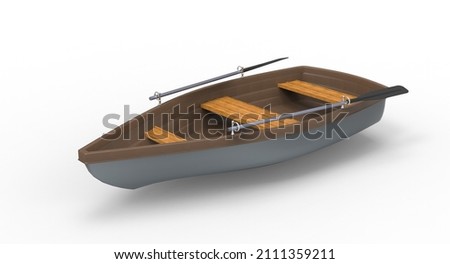 3d illustration of the boat with paddles

