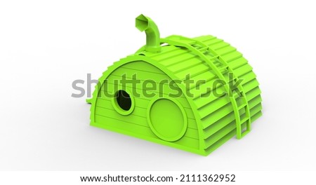 3d illustration of the child house with chimney
