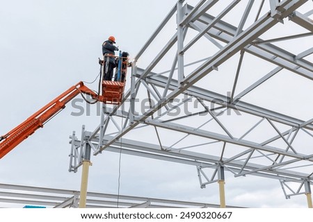 Similar – Image, Stock Photo Man Welding steel metal