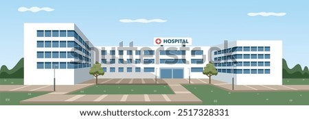 Green hospital building. Modern hospital. Sustainable hospital. Eco friendly healthcare. Medical building. Hospital building. Sustainable healthcare. Clinic. Medical center. Hospice. Sanatorium. 