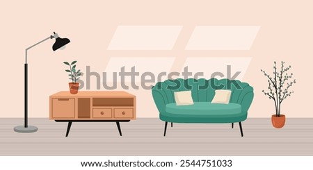 Living room illustration. Living room landscape. Living room style. Living room design. Home decor. Elegant Sofa. Sofa desk. 