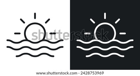 Sunrise Icon Designed in a Line Style on White Background.