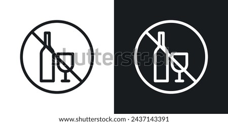 No Alcohol Sign Icon Designed in a Line Style on White background.