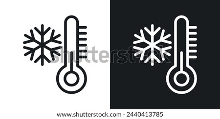 Cold Weather and Freeze Thermometer Icons. Low Temperature Measurement Symbols