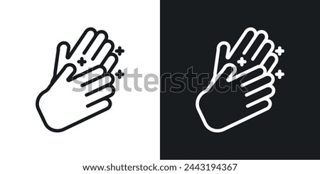 Handwashing Reminder and Sanitation Icons. Antibacterial Cleansing and Hygiene Symbols.