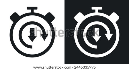 Down Time Efficiency Icon Set. Less Operation Time and Time-Saving Symbols.