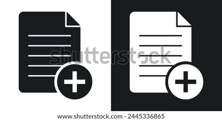 New Document and Page Addition Icons. File Expansion and Creation Symbols.