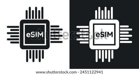 ESIM Card Integration Icon Set Featuring Digital SIM Technology for Smartphones