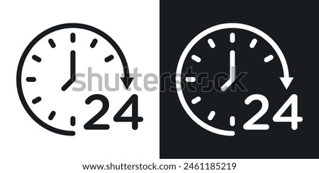 All-Day Service Icon Set. 24-Hour Assistance Vector Symbol.