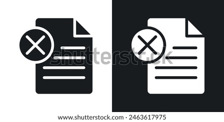 Delete Document icon set. Remove or invalidate computer file vector symbol. Decline form paper. Contract rejection pictogram.