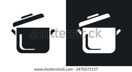 Pot icon set. Food cooking Asian clay pot vector icon in kitchenware utensil icon.