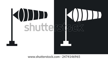 Windsock icon set. Windvane flag vector symbol. Wind speed indicator flag sign.