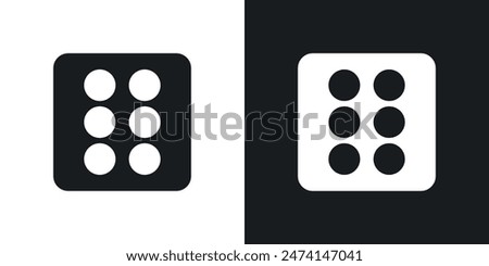Dice six icon set. Game six-sided dice vector symbol with six dots for casino, poker, and roll cube signs.
