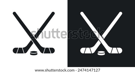 Competitive Hockey Sticks Set. Icon for Crossed Ice Hockey Sticks.