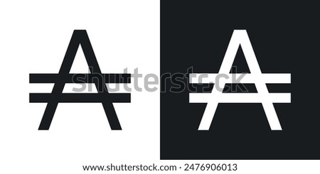 Austral sign vector collection on black and white background.