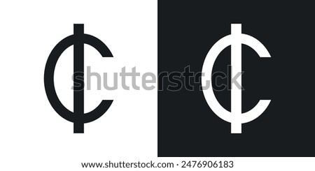 Cedi sign collection on black and white background..