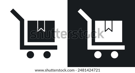 Dolly flatbed vector icon set in black color.